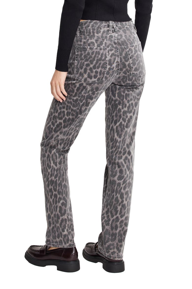 Good Icon Leopard Print Straight Leg Jeans, Alternate, color, GREY LUCKY LEOPARD