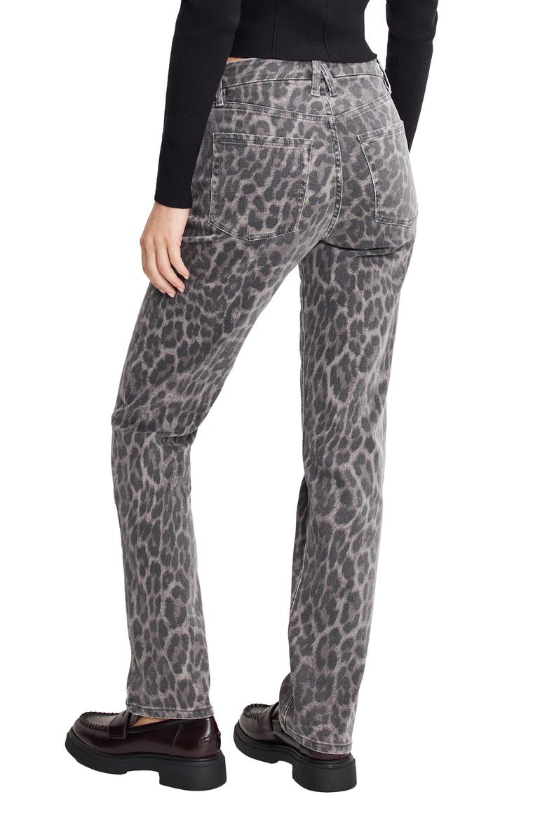 Good American Good Icon Leopard Print Straight Leg Jeans, Alternate, color, Grey Lucky Leopard