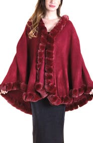 SAACHI Faux Fur Trim Cape