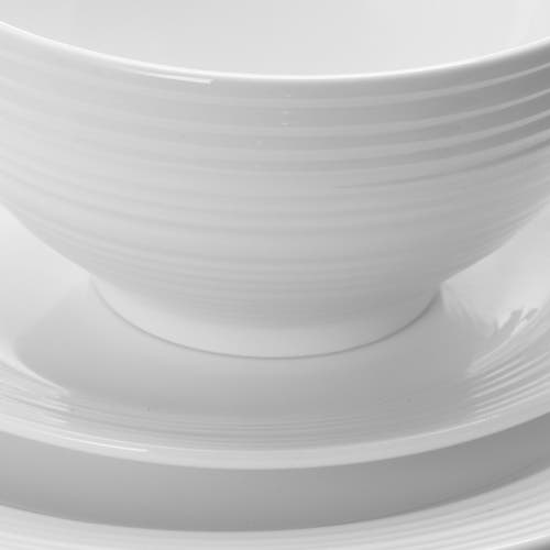 Gibson Home Amelia Court 16 Piece Dinnerware Set Embossed In White