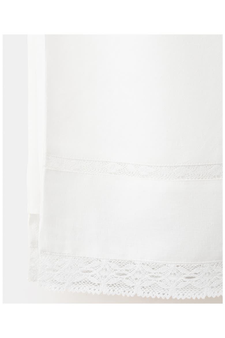 Lace Trim Linen Blend Midi Skirt, Alternate, color, OFF WHITE