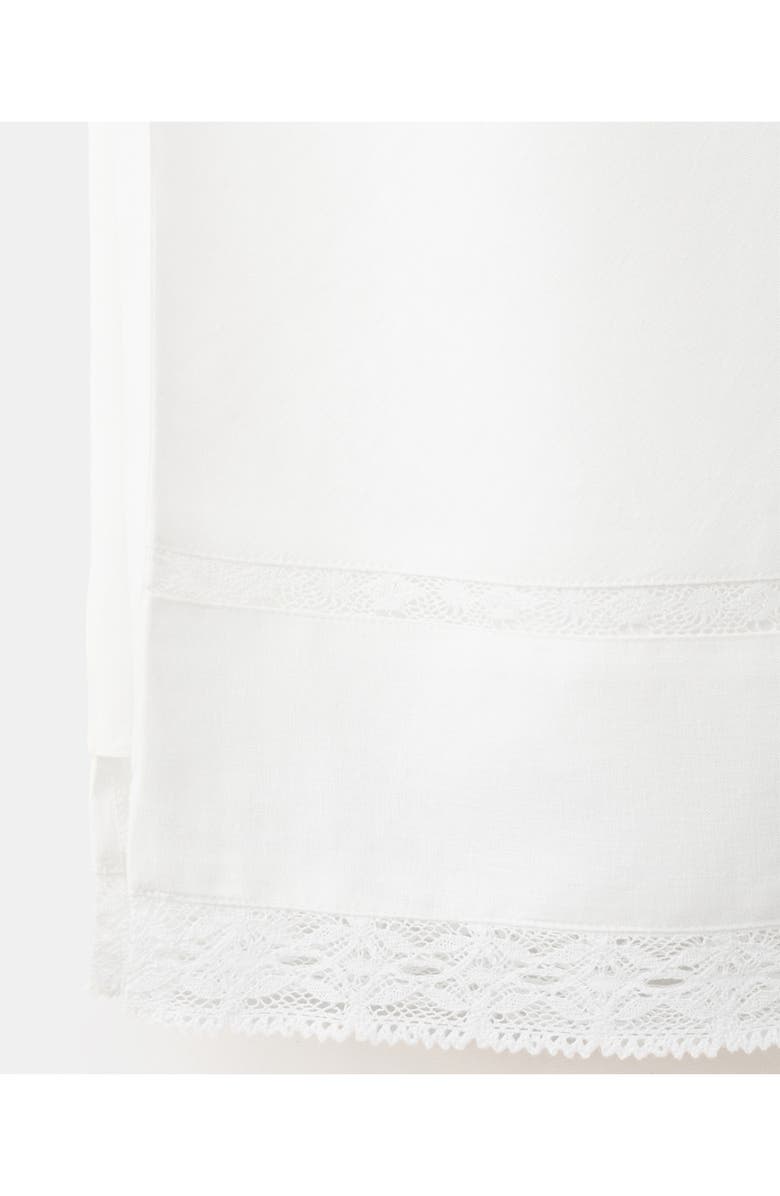 MANGO Lace Trim Linen Blend Midi Skirt, Alternate, color, Off White