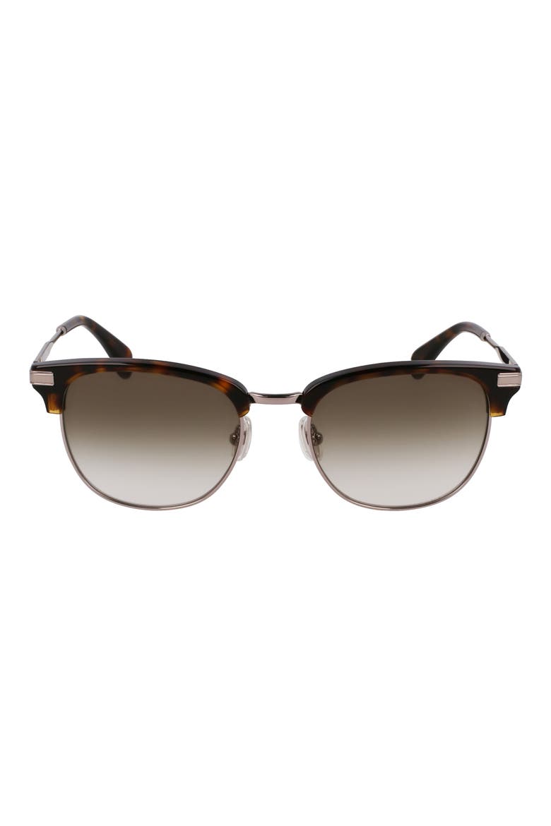 Linden 52mm Gradient Modified Rectangular Sunglasses, Main, color, GUNMETAL/ HAVANA