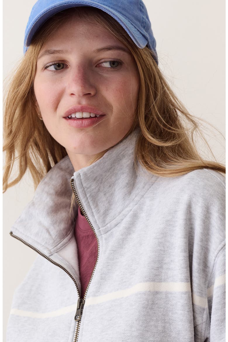 Cloud 9 Fleece Half Zip Pullover, Alternate, color, HEATHER GREY AND CREAM STRIPE