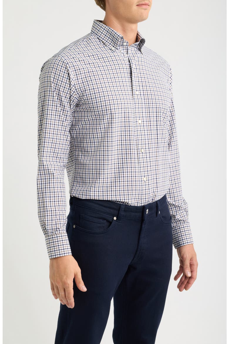 Clarence Tailored Fit Check Performance Poplin Button-Down Shirt, Alternate, color, NAVY