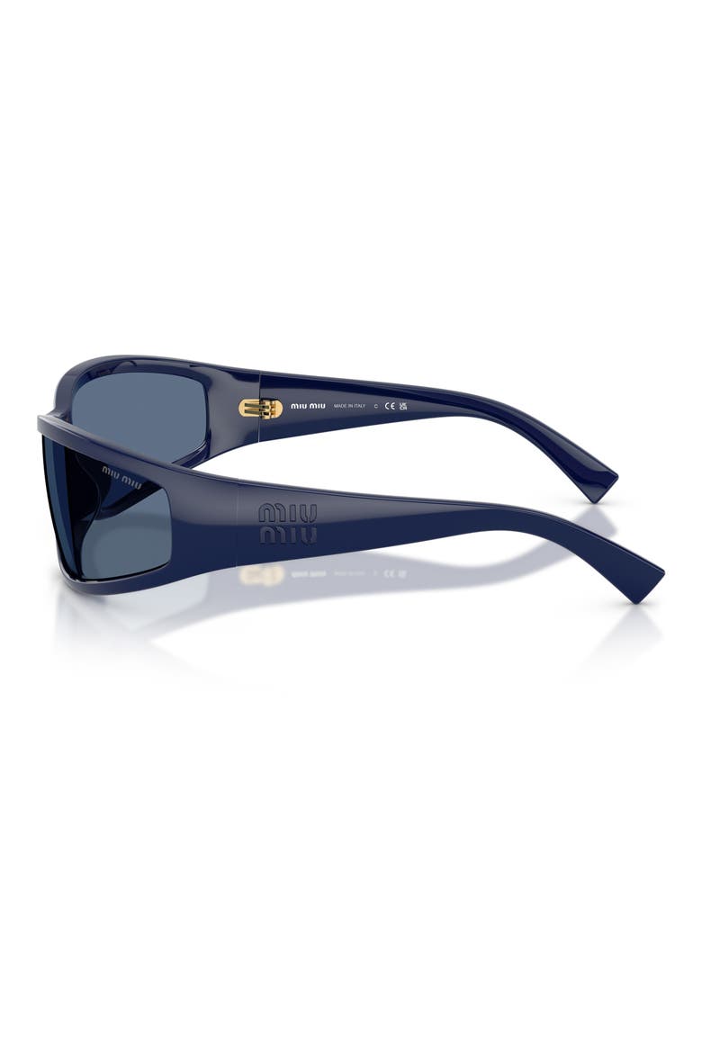 69mm Irregular Wraparound Sunglasses, Alternate, color, BLUE / BLUE