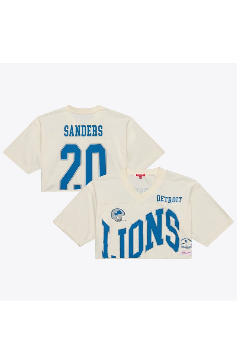 Mitchell & Ness Women's Mitchell & Ness Barry Sanders Cream Detroit Lions Retired Player Cropped Fashion Jersey, Main, color, Cream