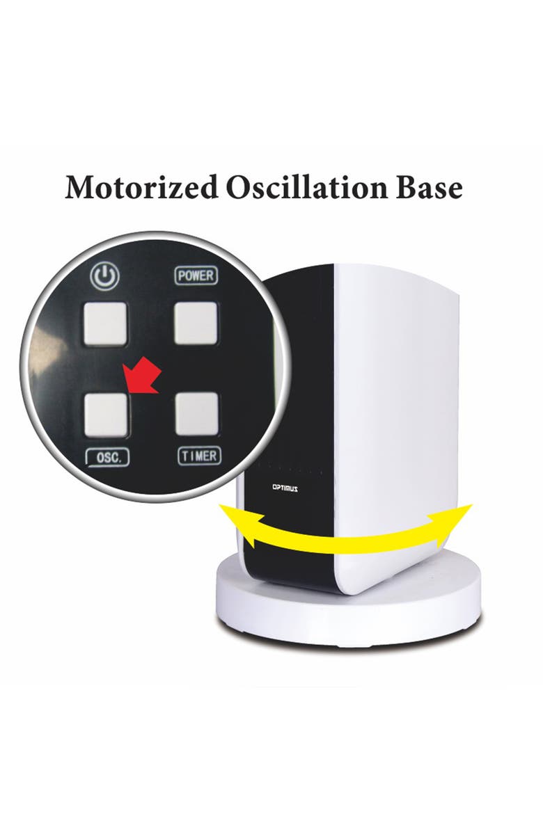 Optimus 17 in. Oscillating Tower Heater w/ Remote, Digital Temperature Readout & Setting, Alternate, color, White