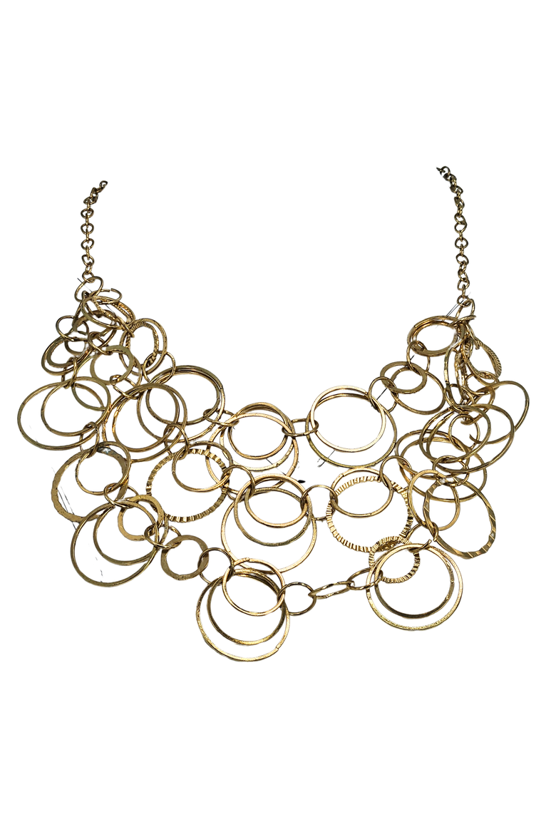 Vintage Costume 1970s Circle Bib Necklace, Alternate, color, gold