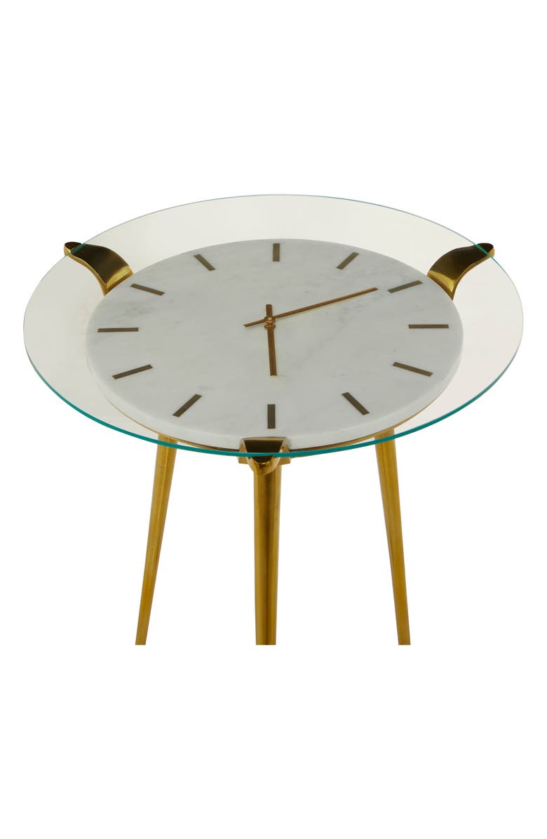 VIVIAN LUNE HOME White Aluminum Clock Accent Table, Alternate, color, 