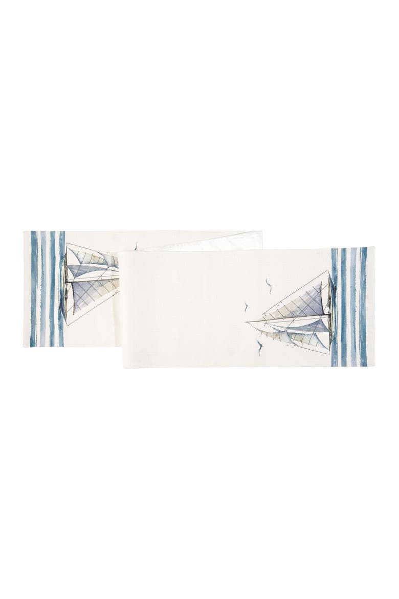 Let Your Dreams Set Sail Embroidered Dining Table Runner, Main, color, Blue