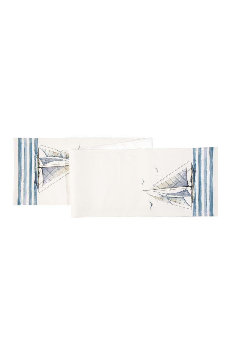 C&F Home Let Your Dreams Set Sail Embroidered Dining Table Runner, Main, color, Blue