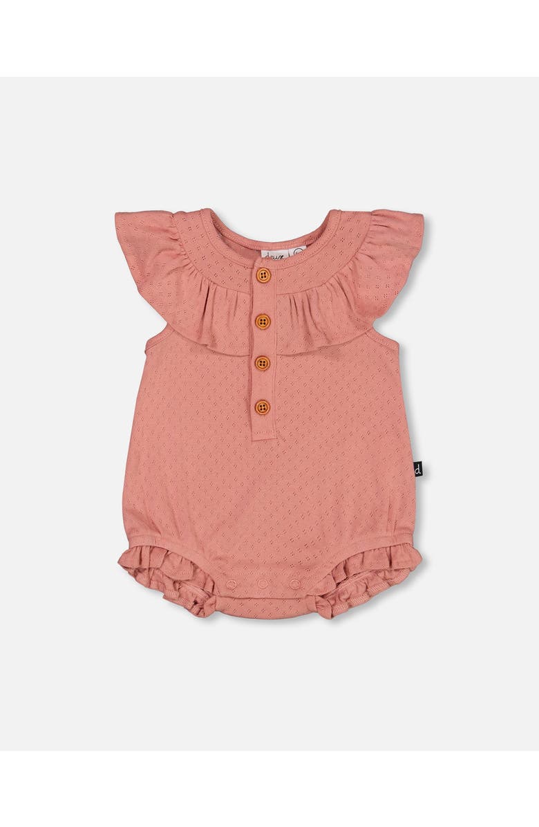 Deux par Deux Baby Girl's Organic Cotton Pointelle Knit Romper Old Rose, Main, color, 