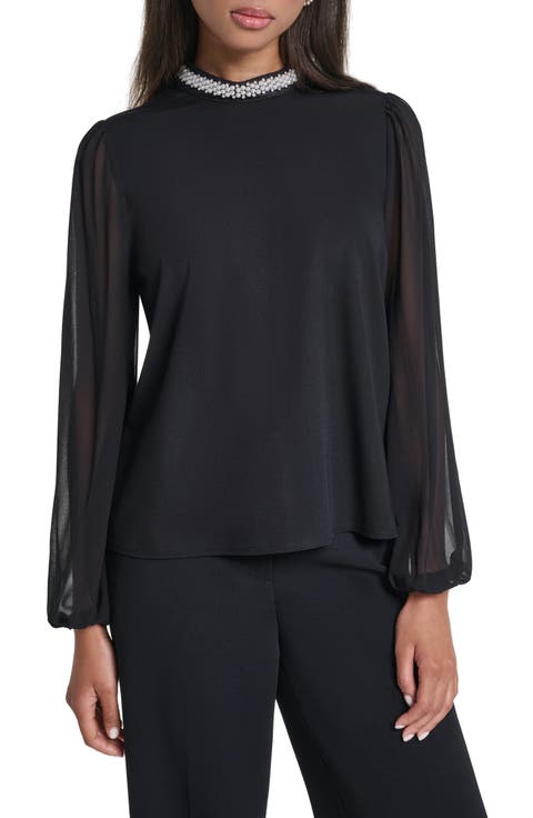 Pearl Neck Knit Top