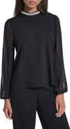 KARL LAGERFELD PARIS Pearl Neck Knit Top