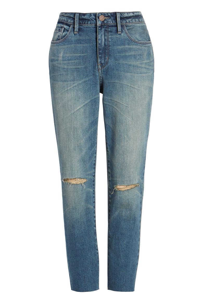 High Waist Skinny Crop Jeans, Alternate, color, GRAVEL MEDIUM DESTROY