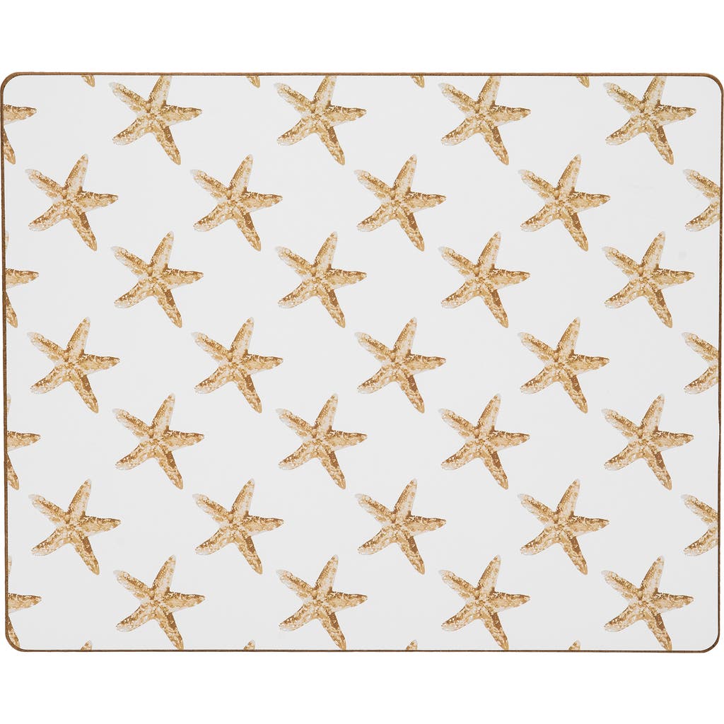 C & F Home C&f Home Sandbridge Stars Placemats Set Of 6 Coastal Ocean Beach Nautical, 13" X 16" In Yellow