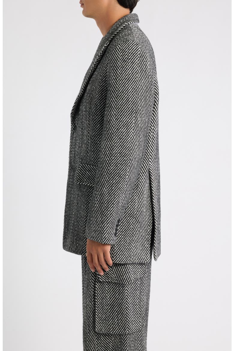 Herringbone Longline Blazer, Alternate, color, BLACK