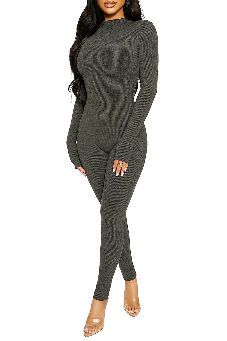 All Body Long Sleeve Jumpsuit, Alternate, color, CHARCOAL