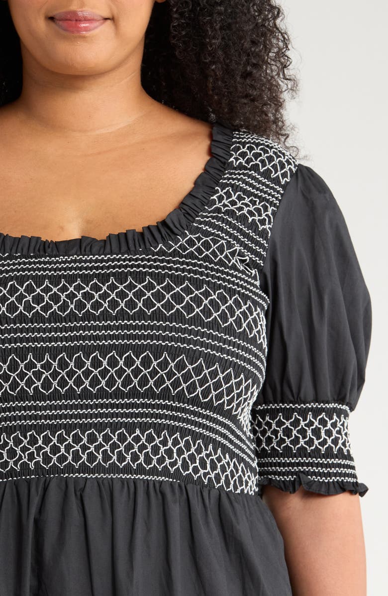 SUGARLIPS Carlene Smocked Midi Dress, Alternate, color, Black