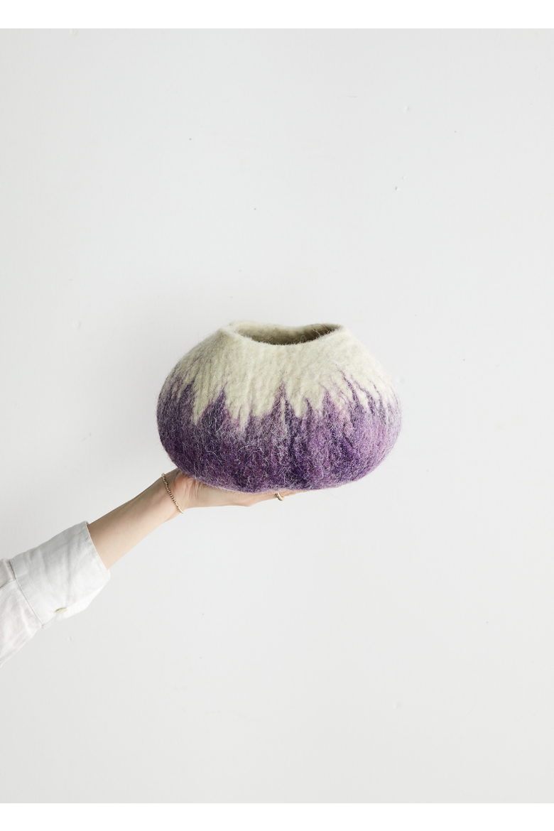 Violet Purple Decorative Wool Ukhamba Bowl - Set of 3, Main, color, Purple