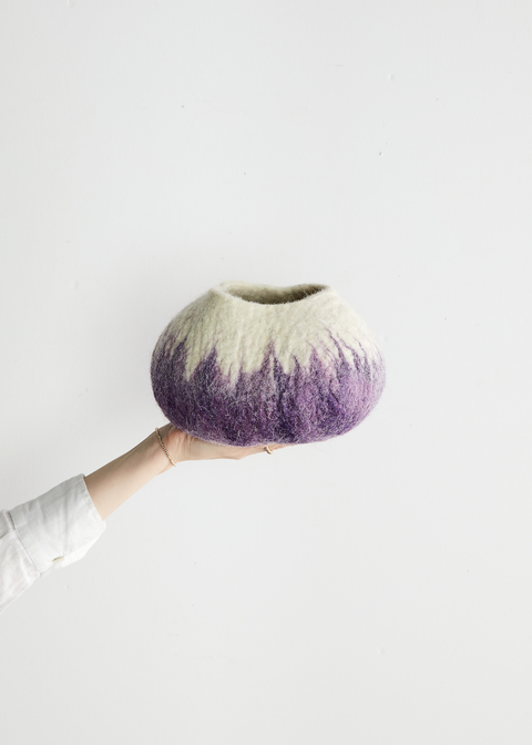 Violet Purple Decorative Wool Ukhamba Bowl - Set of 3