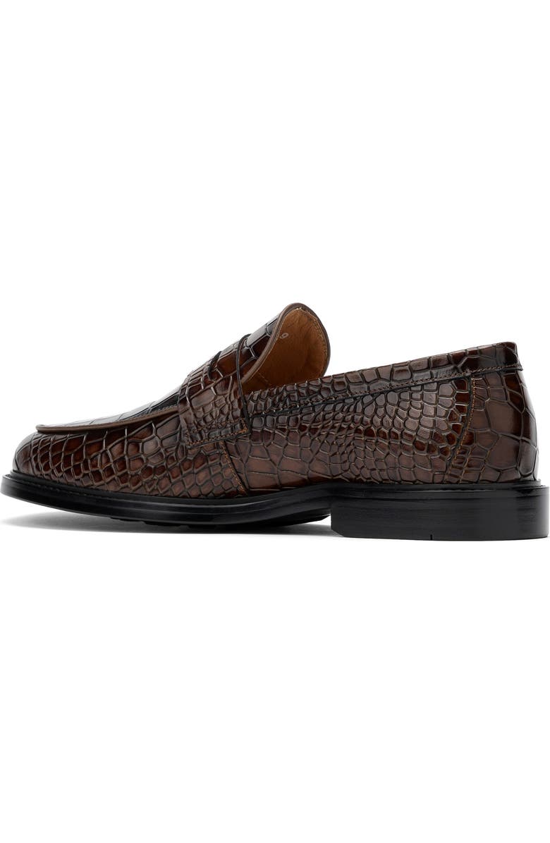MARC NOLAN Calum Croc Embossed Penny Loafer, Alternate, color, Brown Croc Embossed