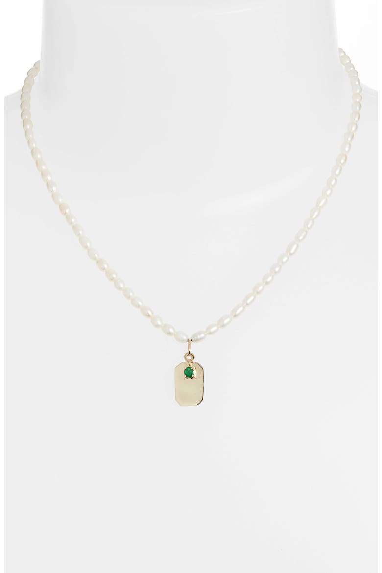 ID Tag Pearl Necklace, Alternate, color, GOLD/ PEARL