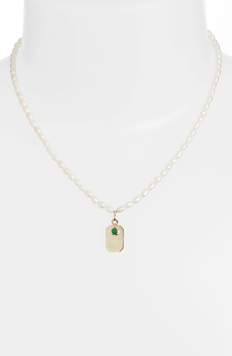 Loren Stewart ID Tag Pearl Necklace, Alternate, color, 