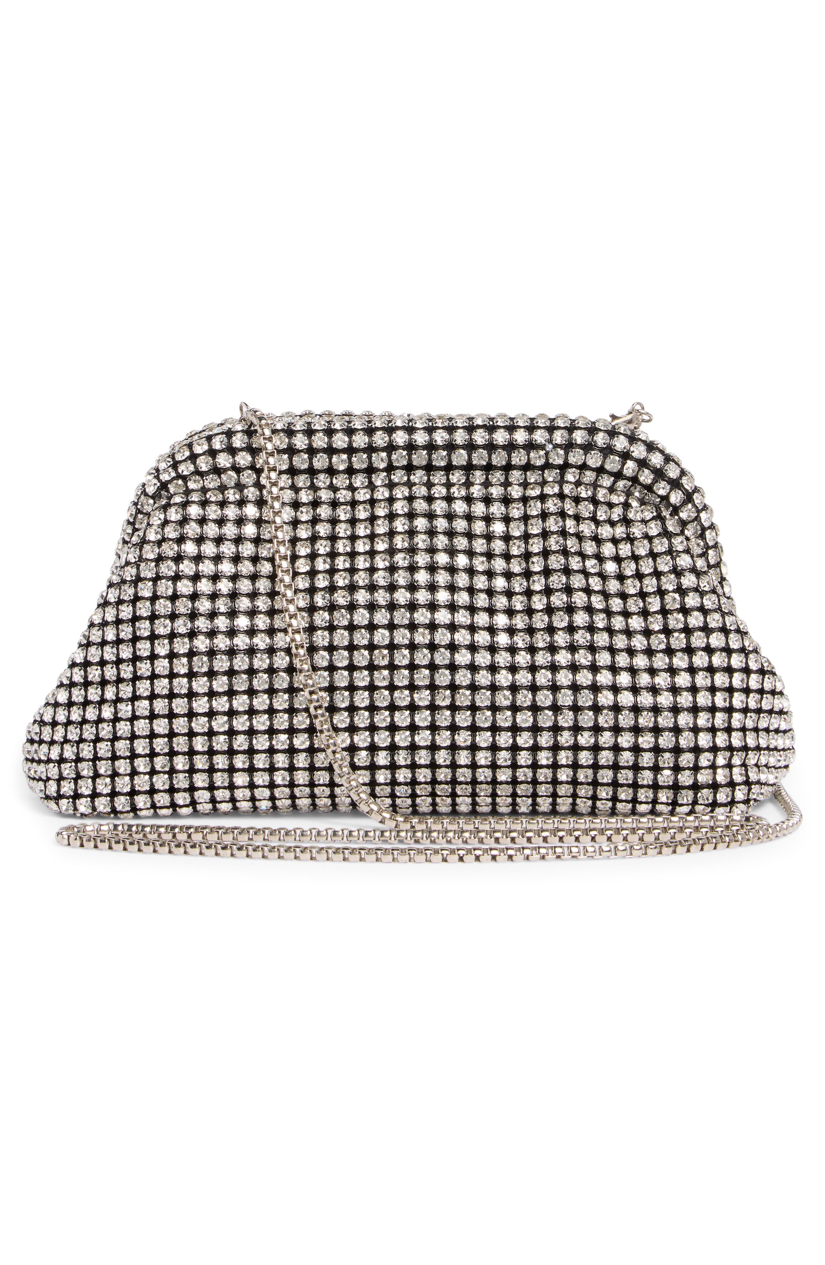 Crystal Frame Clutch, Alternate, color, SILVER