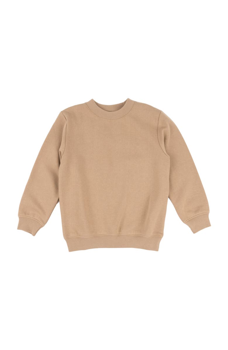 Leveret Kids Pullover Sweatshirt, Long Sleeve, Solid Colors, Alternate, color, Beige