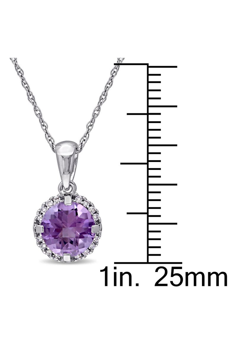Amethyst & Diamond Halo Necklace 10k, Alternate, color, Amethyst