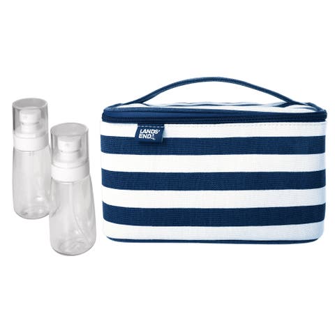 Large Makeup Bag Train Case with 2 100 ML Plastic Travel Bottles, Soft-Sided Cosmetic Travel Bag
