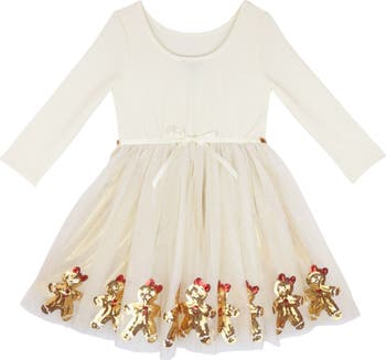 Kids' Sequin Gingerbread Border Dress