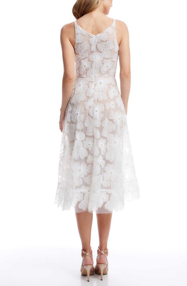Dress the Population Blair Beaded Floral Cocktail Midi Dress, Alternate, color, White/ Sand