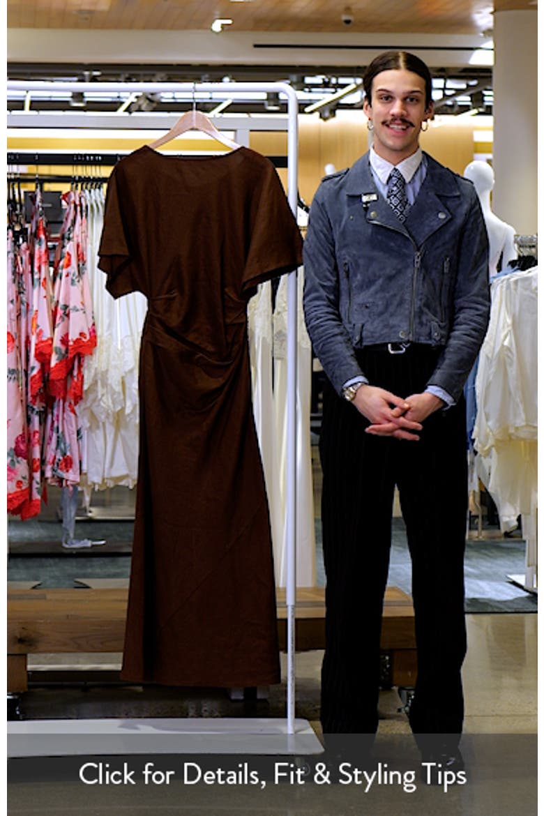 Amelie Ruched Waist Linen Blend Dress video