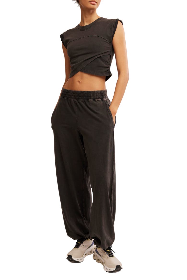 FP Movement Hot Shot Crossover T-Shirt & Joggers Set, Main, color, BLACK