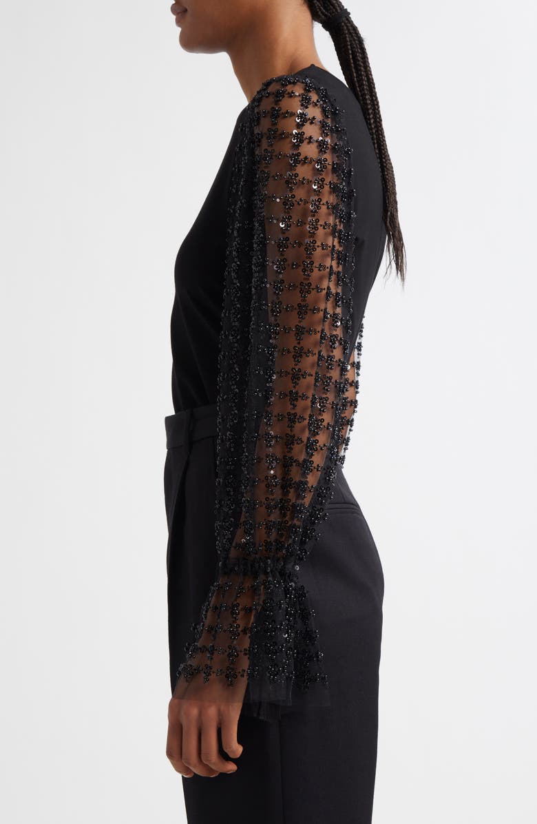 Elie Tahari The Robinne Beaded Sleeve Top, Alternate, color, 