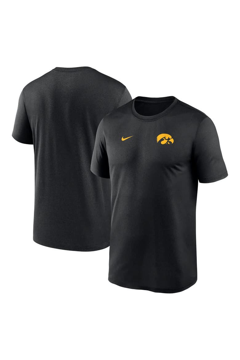 Men's Nike Black Iowa Hawkeyes 2025 Sideline Small Logo Legend Performance T-Shirt, Alternate, color, Black