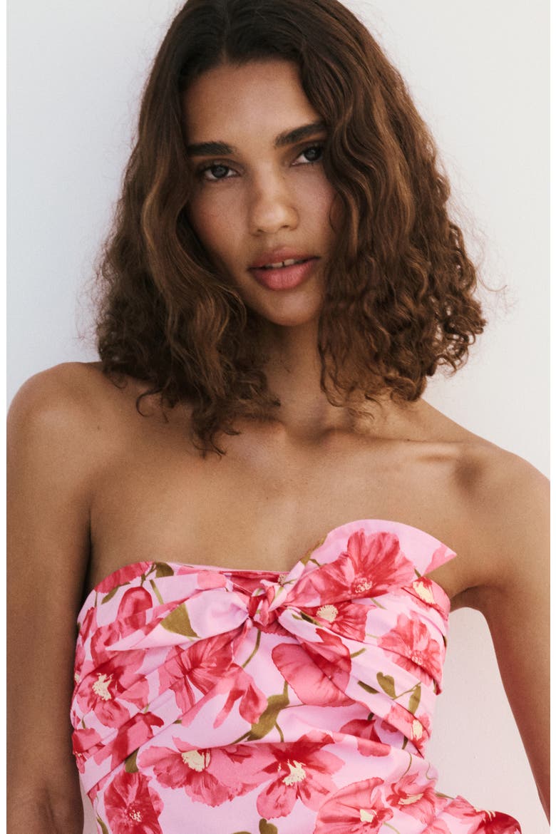 Bow Floral Cotton Dress, Alternate, color, FUCHSIA