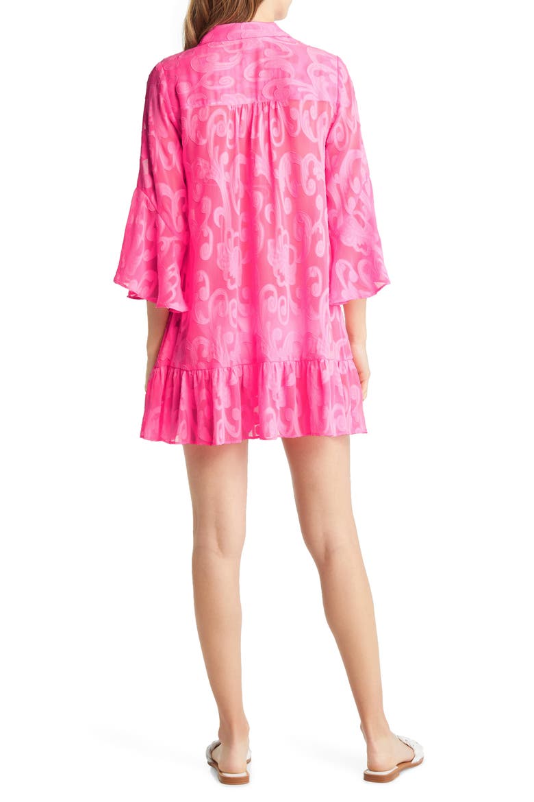 Jacquard Cover-Up Shirtdress, Alternate, color, PINK SHANDY POLY CREPE SWIRL C
