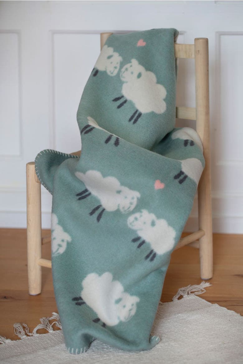 Mila Sheep Allover Baby Blanket, Alternate, color, Light Green