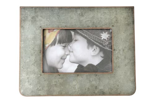 Storied Home Galvanized 2-sided Standing Picture Frame In Gray