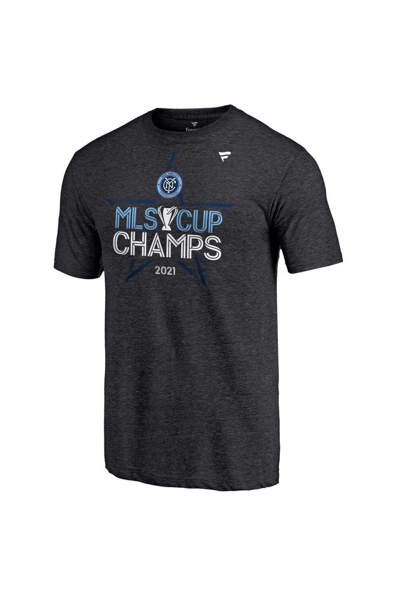 Men's Fanatics Branded Heathered Charcoal New York City FC 2021 MLS Cup Champions Locker Room T-Shirt, Alternate, color, Heather Charcoal