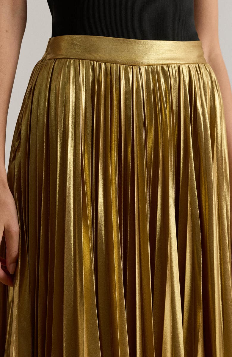 Lauren Ralph Lauren Pleated Metallic Chiffon Midi Skirt, Alternate, color,