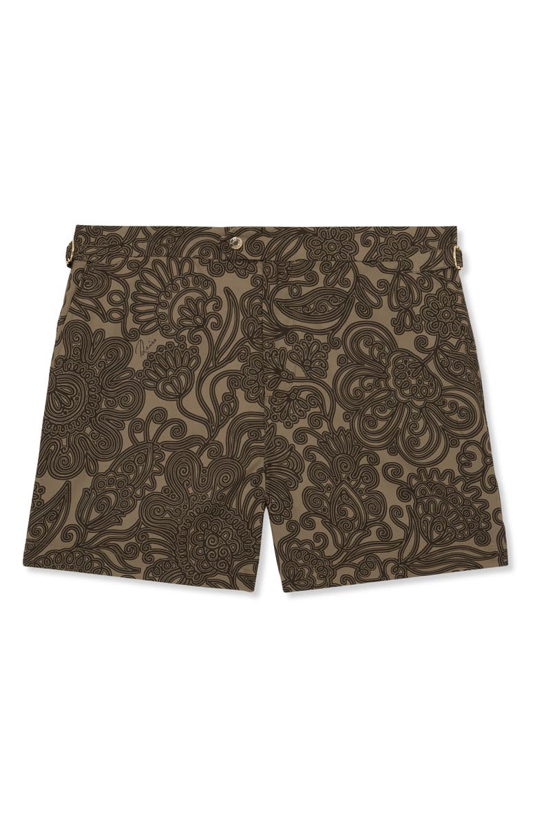 Reiss Fallow Floral Side Adjuster Swim Trunks, Alternate, color, Mocha Brown