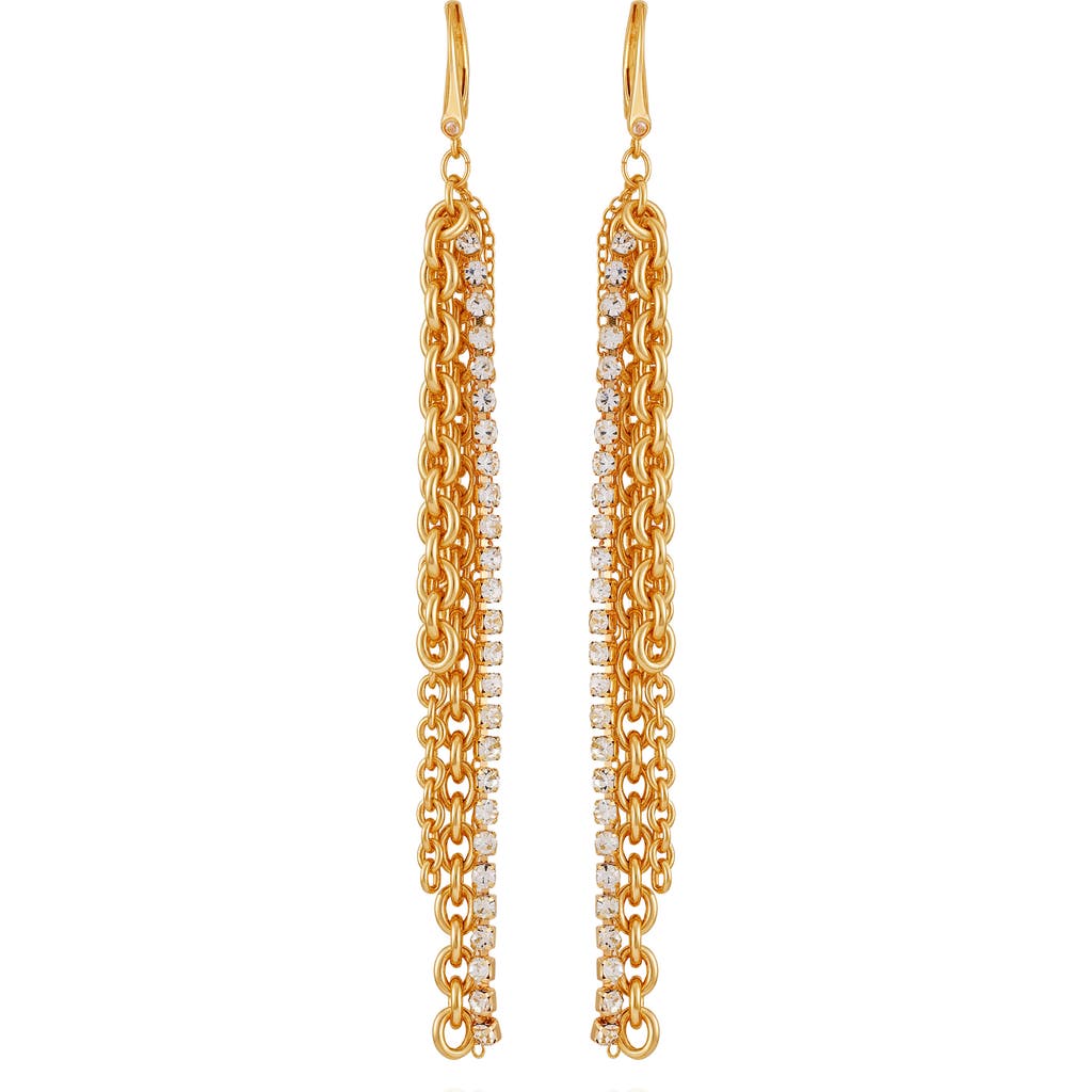 Guess Crystal Chain Drop Earrings In Gold