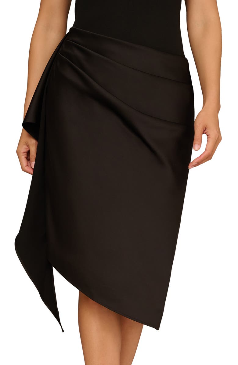 Aidan Mattox Bonded Crepe Mixed Media Cocktail Dress, Alternate, color, Black