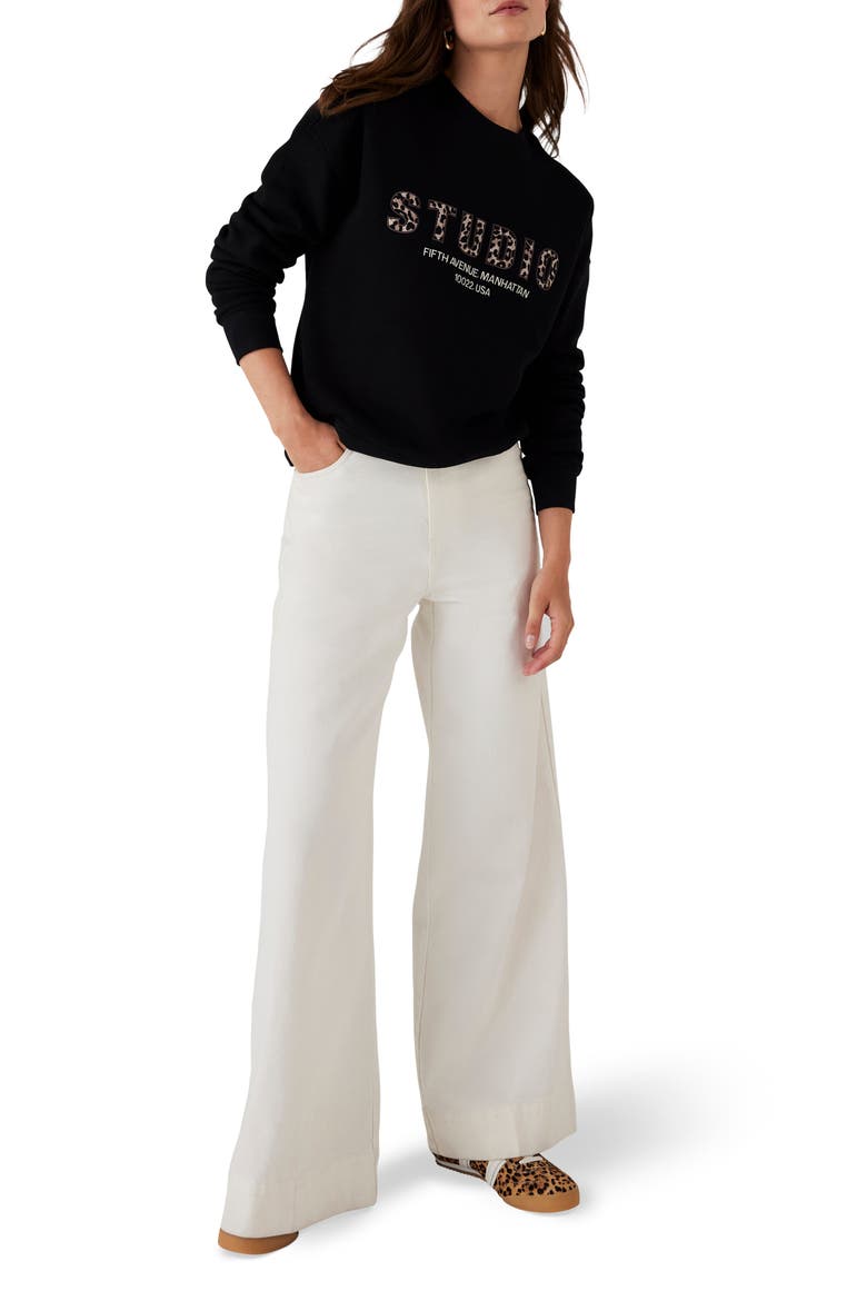 Cotton Blend Graphic Motif Sweatshirt, Alternate, color, Black