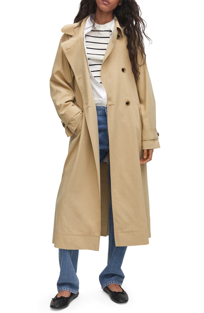 MANGO Fluid Belted Trench Coat, Main, color, 